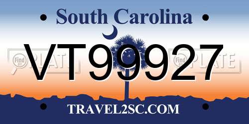 VT99927 South Carolina License Plate