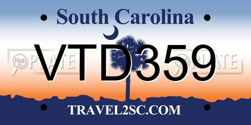 VTD359 South Carolina License Plate