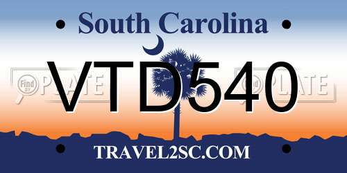 VTD540 South Carolina License Plate