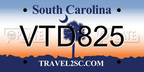 VTD825 South Carolina License Plate