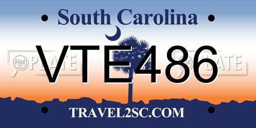 VTE486 South Carolina License Plate