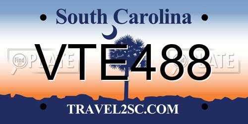 VTE488 South Carolina License Plate
