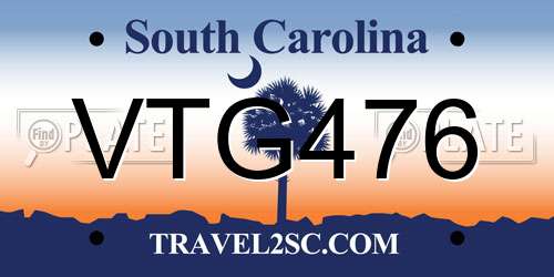 VTG476 South Carolina License Plate
