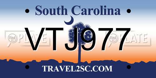 VTJ977 South Carolina License Plate