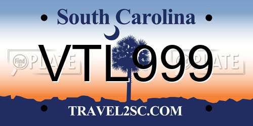 VTL999 South Carolina License Plate