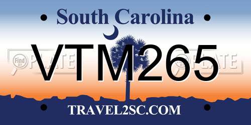 VTM265 South Carolina License Plate