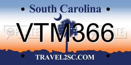 VTM366 South Carolina License Plate