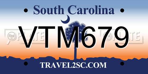 VTM679 South Carolina License Plate