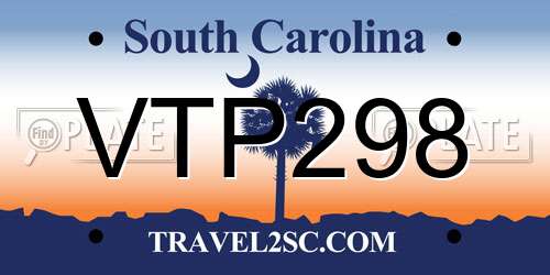 VTP298 South Carolina License Plate