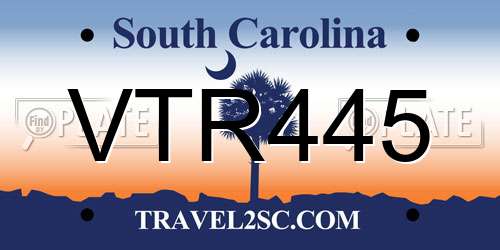 VTR445 South Carolina License Plate