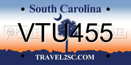 VTU455 South Carolina License Plate