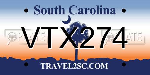 VTX274 South Carolina License Plate