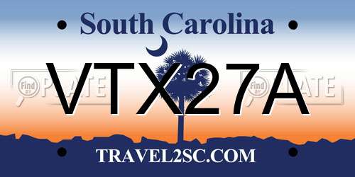 VTX27A South Carolina License Plate
