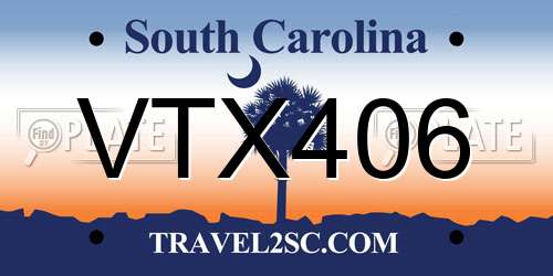 VTX406 South Carolina License Plate