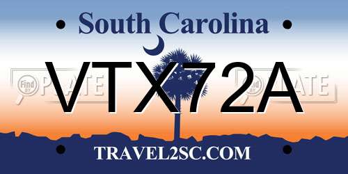 VTX72A South Carolina License Plate