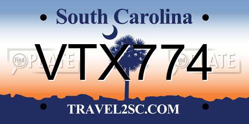 VTX774 South Carolina License Plate