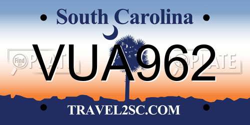 VUA962 South Carolina License Plate