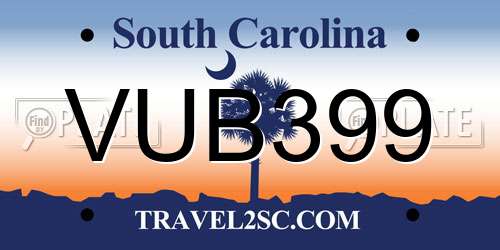 VUB399 South Carolina License Plate