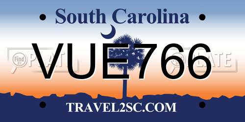 VUE766 South Carolina License Plate