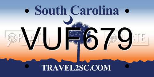 VUF679 South Carolina License Plate