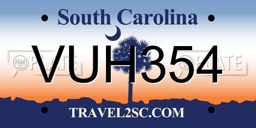 VUH354 South Carolina License Plate