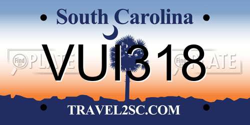 VUI318 South Carolina License Plate