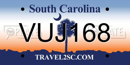 VUJ168 South Carolina License Plate