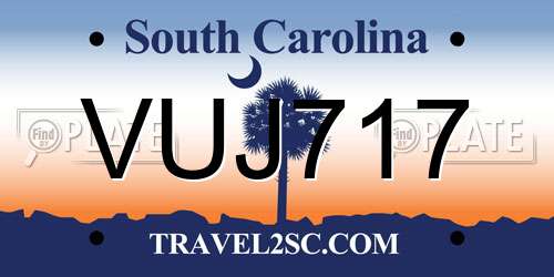 VUJ717 South Carolina License Plate