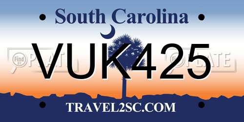 VUK425 South Carolina License Plate