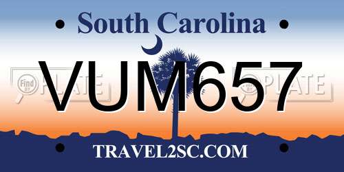 VUM657 South Carolina License Plate