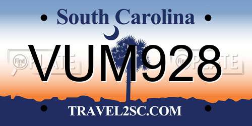 VUM928 South Carolina License Plate