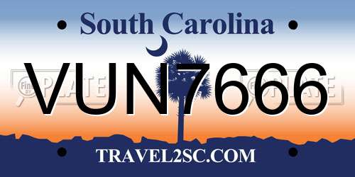 VUN7666 South Carolina License Plate