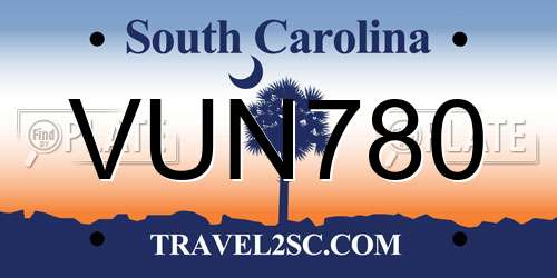 VUN780 South Carolina License Plate