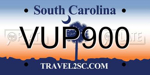 VUP900 South Carolina License Plate