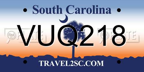 VUQ218 South Carolina License Plate