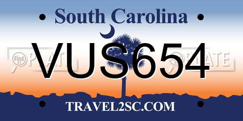 VUS654 South Carolina License Plate
