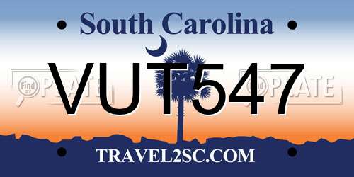 VUT547 South Carolina License Plate