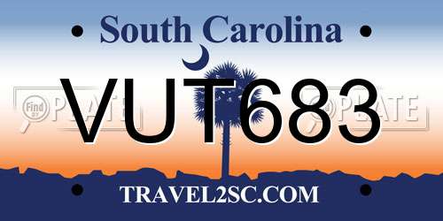 VUT683 South Carolina License Plate