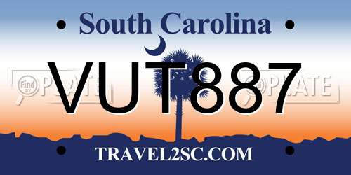 VUT887 South Carolina License Plate