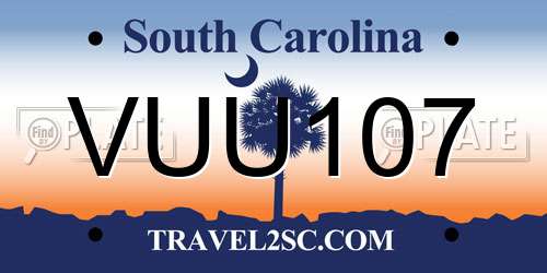 VUU107 South Carolina License Plate