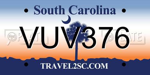 VUV376 South Carolina License Plate