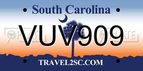 VUV909 South Carolina License Plate