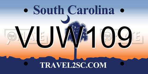 VUW109 South Carolina License Plate