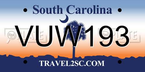 VUW193 South Carolina License Plate