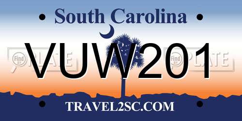 VUW201 South Carolina License Plate