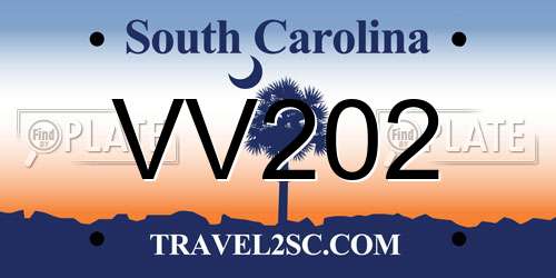 VV202 South Carolina License Plate