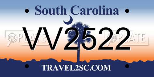 VV2522 South Carolina License Plate