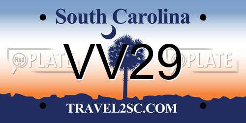 VV29 South Carolina License Plate