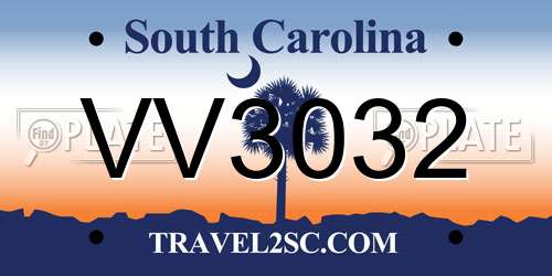VV3032 South Carolina License Plate