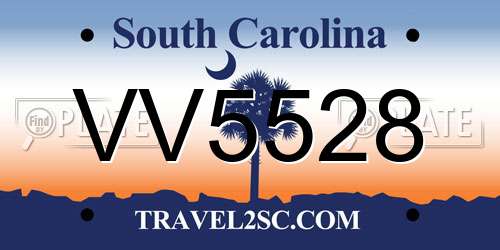 VV5528 South Carolina License Plate